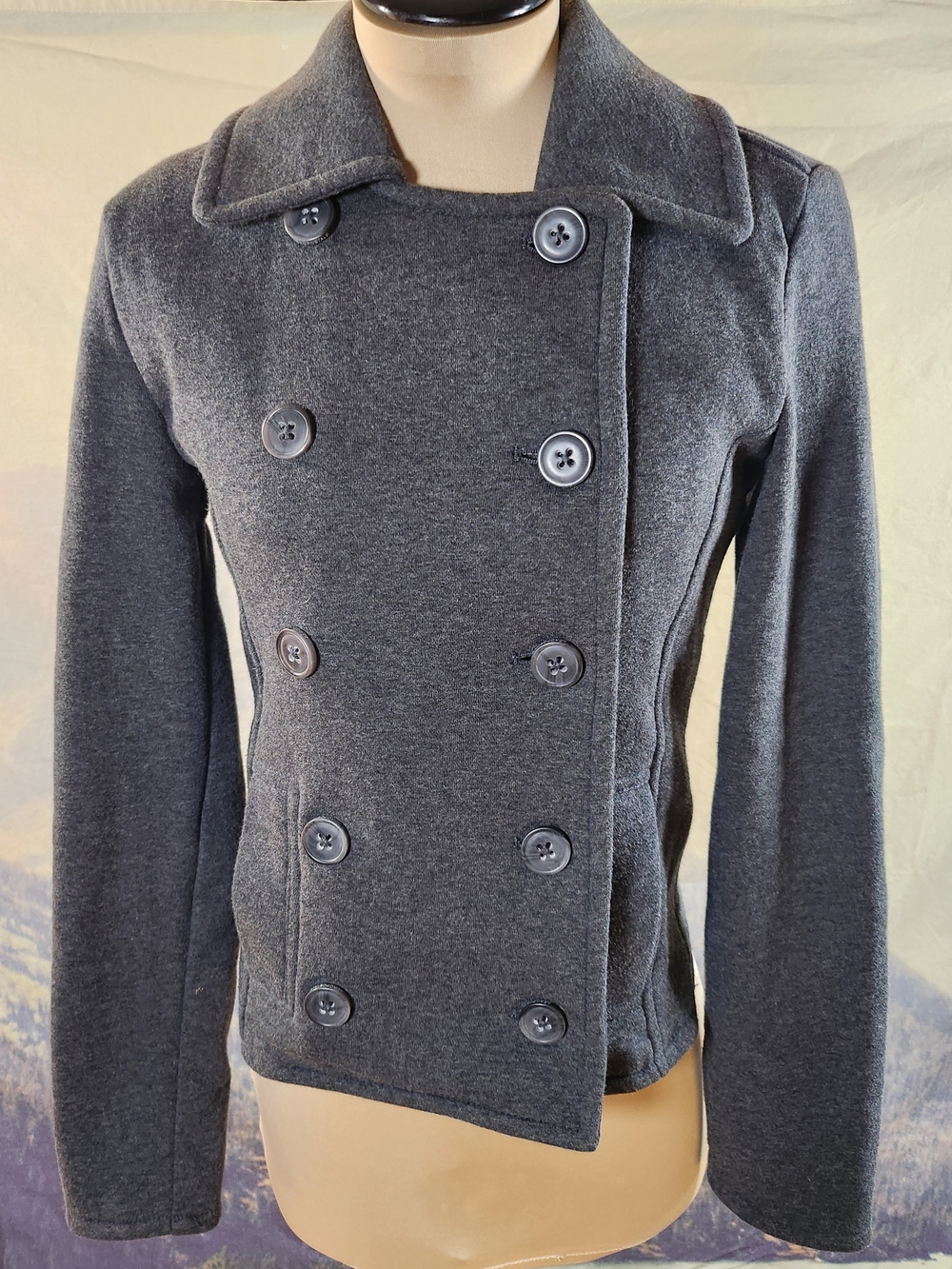 Y2K Aeropostale 87 Gray Double-Breasted Jacket Military Academia Preppy XS